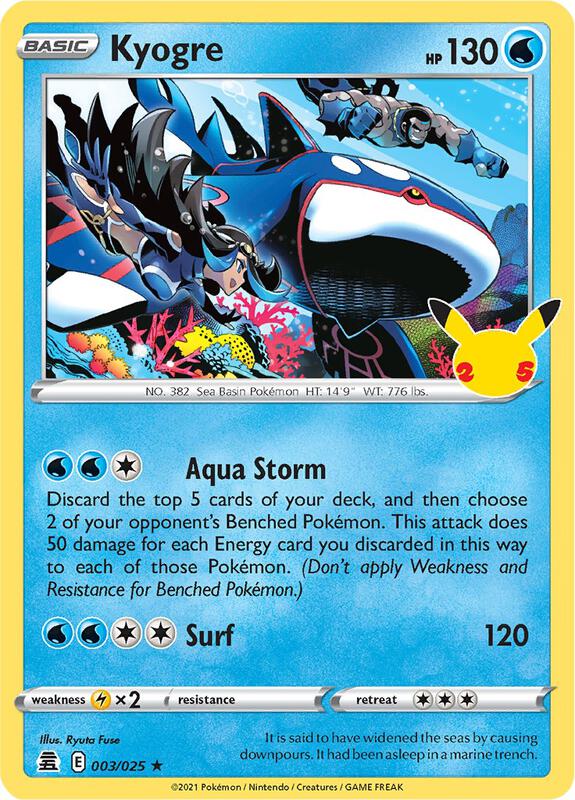 Kyogre Pokemon card from Celebrations