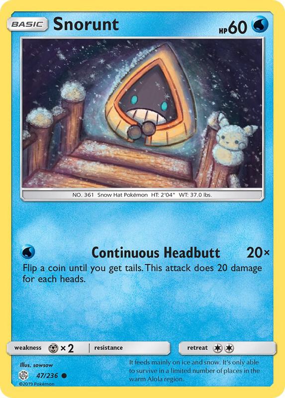 Snorunt Pokemon card from SM - Cosmic Eclipse