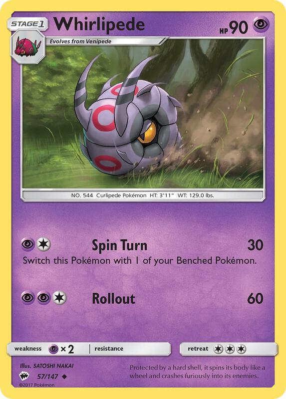 Whirlipede Pokemon card from SM - Burning Shadows
