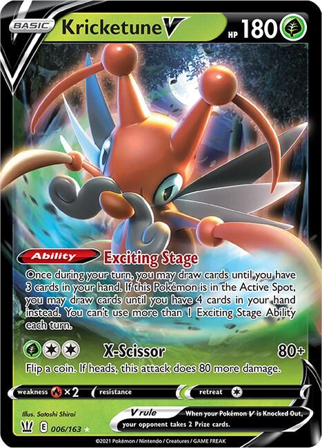 Kricketune V Pokemon card from SWSH05: Battle Styles