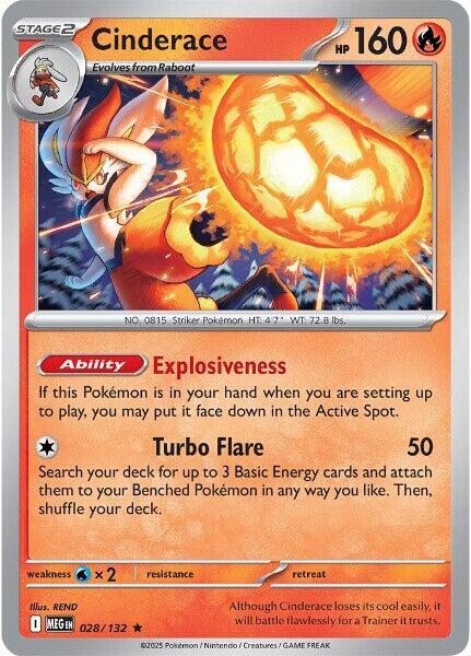 Cinderace Pokemon card from ME01: Mega Evolution