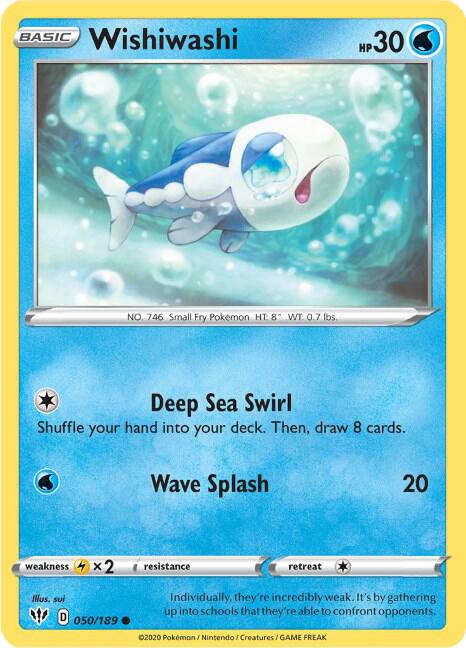 Wishiwashi Pokemon card from SWSH03: Darkness Ablaze