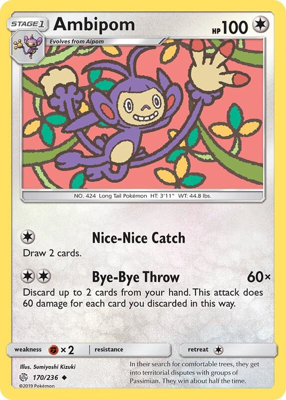 Ambipom Pokemon card from SM - Cosmic Eclipse