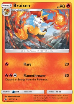 Braixen Pokemon card from Forbidden Light