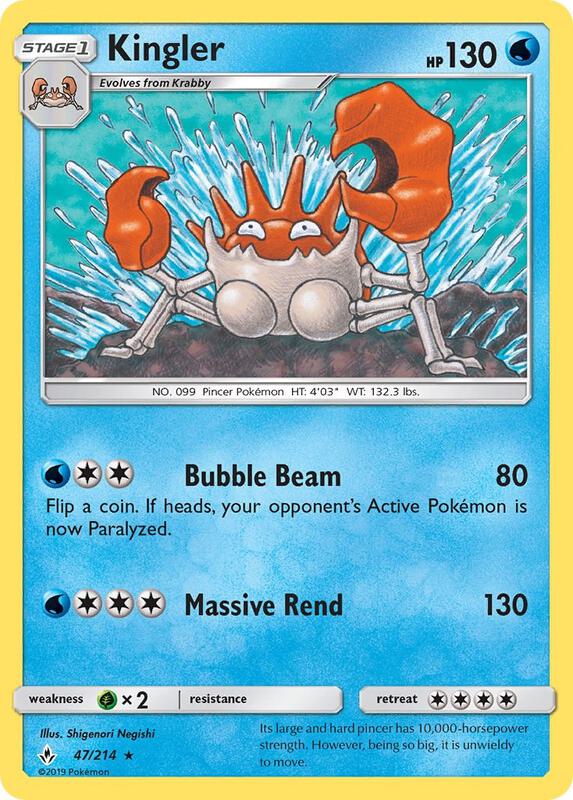 Kingler Pokemon card from SM - Unbroken Bonds