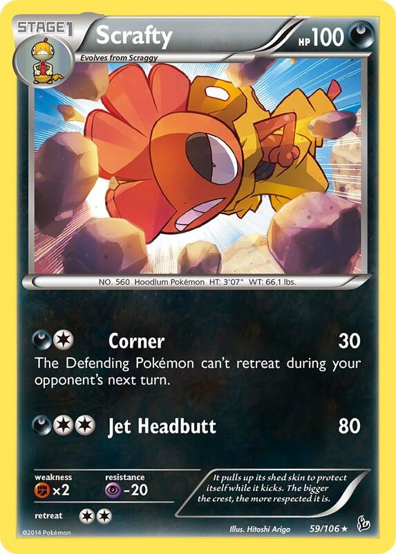 Scrafty Pokemon card from XY - Flashfire