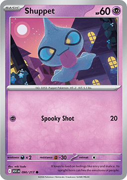 Shuppet Pokemon card from Ascended Heroes