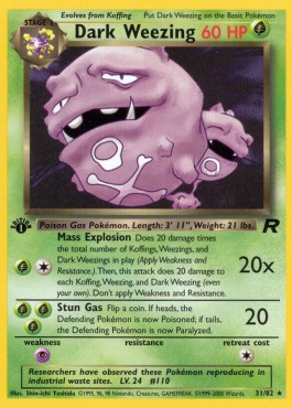 Dark Weezing Pokemon card from Team Rocket