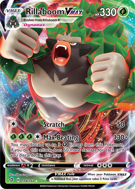 Rillaboom VMAX Pokemon card from SWSH02: Rebel Clash
