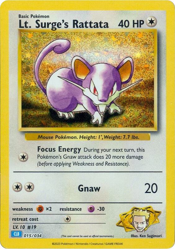 Lt. Surge's Rattata Pokemon card from Trading Card Game Classic