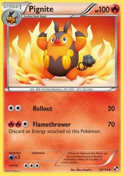 Pignite Pokemon card from Black White
