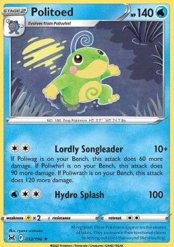 Politoed Pokemon card from Lost Origin