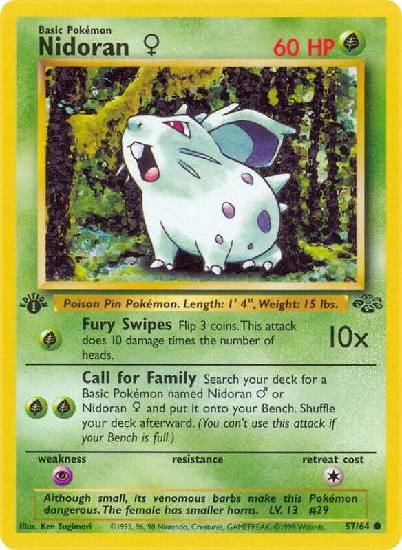 Nidoran F Pokemon card from Jungle