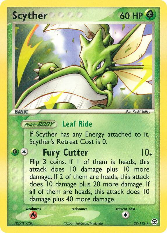 Scyther Pokemon card from FireRed & LeafGreen