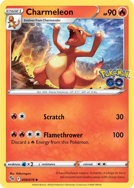 Charmeleon Pokemon card from Pokemon GO