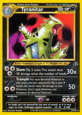 Tyranitar Pokemon card from Neo Discovery