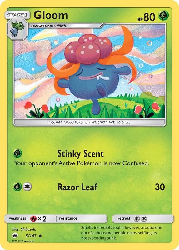 Gloom Pokemon card from SM - Burning Shadows