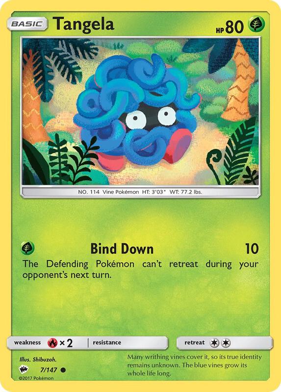 Tangela Pokemon card from SM - Burning Shadows