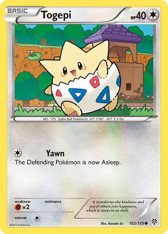Togepi Pokemon card from Plasma Storm