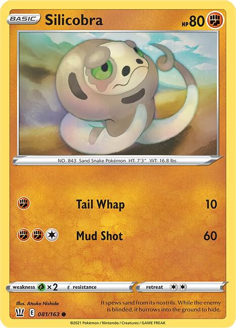 Silicobra Pokemon card from SWSH05: Battle
