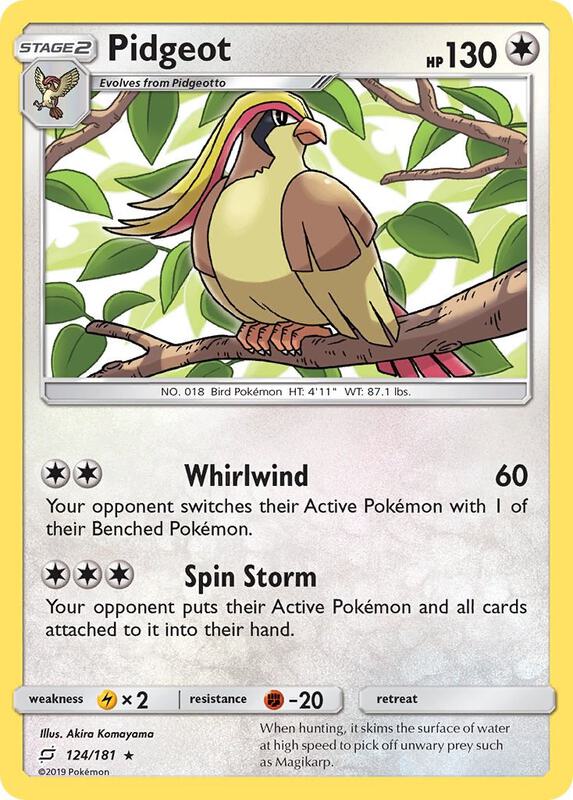 Pidgeot Pokemon card from SM - Team Up