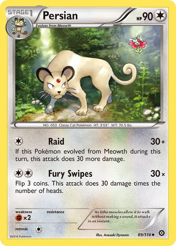 Persian Pokemon card from XY - Steam Siege