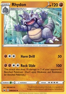 Rhydon Pokemon card from Sword Shield