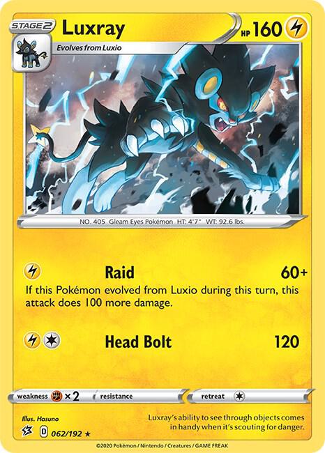 Luxray Pokemon card from SWSH02: Rebel Clash