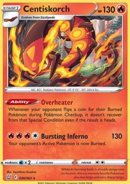 Centiskorch Pokemon card from Battle Styles