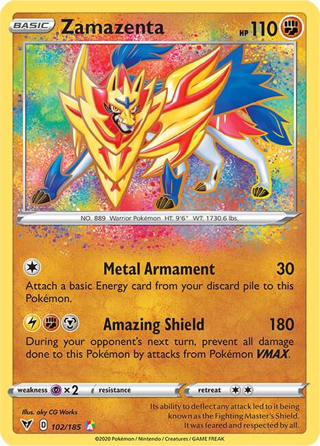 Zamazenta Pokemon card from SWSH04: Vivid Voltage