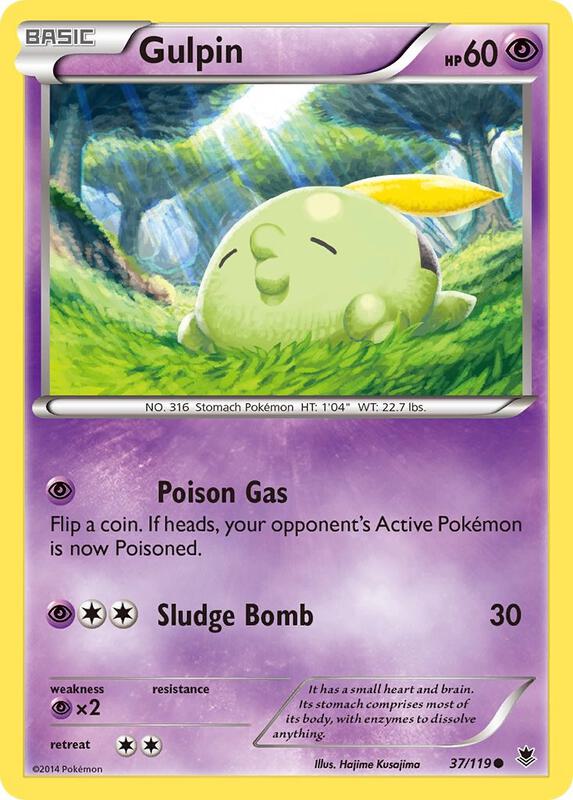 Gulpin Pokemon card from XY - Phantom Forces