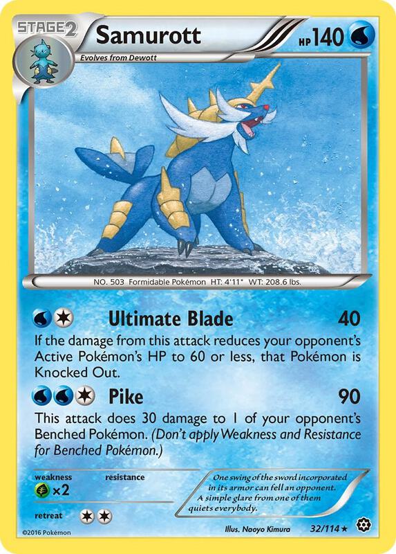 Samurott Pokemon card from XY - Steam Siege