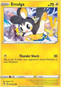 Emolga Pokemon card from Evolving Skies