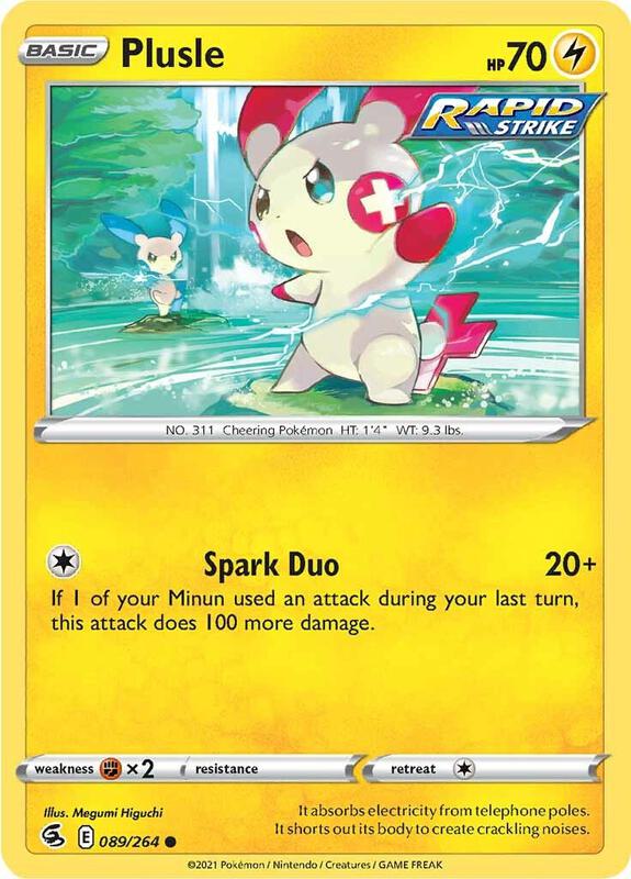Plusle Pokemon card from SWSH08: Fusion Strike