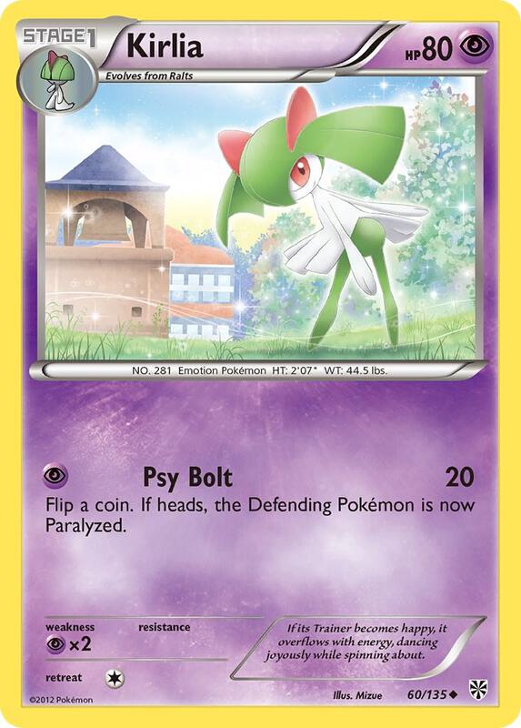 Kirlia Pokemon card from Plasma Storm