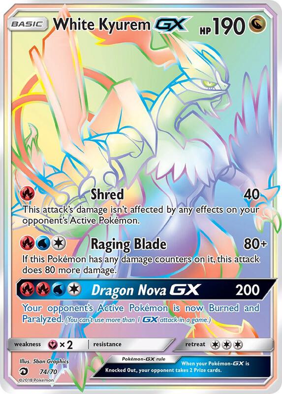 White Kyurem GX (Secret) Pokemon card from Dragon Majesty