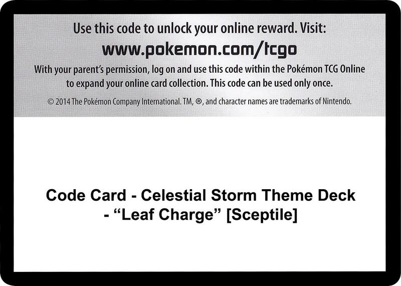Code Card - Celestial Storm Theme Deck - "Leaf Charge" [Sceptile] Pokemon card from SM - Celestial Storm