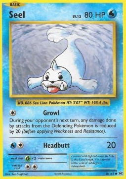 Seel Pokemon card from Evolutions