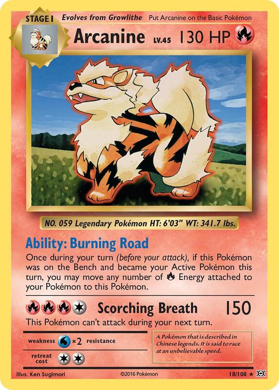 Arcanine Pokemon card from XY - Evolutions