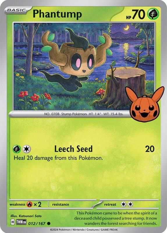 Phantump Pokemon card from Trick or Trade BOOster Bundle 2024