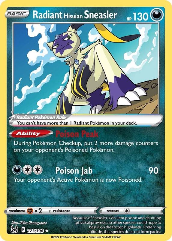 Radiant Hisuian Sneasler Pokemon card from SWSH11: Lost Origin