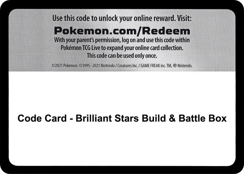Code Card - Brilliant Stars Build & Battle Box Pokemon card from SWSH09: Brilliant