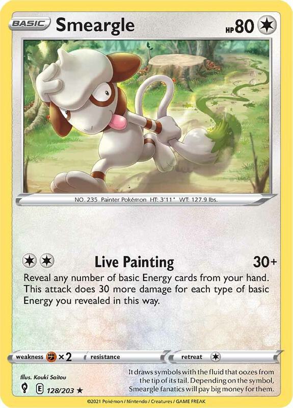 Smeargle Pokemon card from SWSH07: Evolving Skies