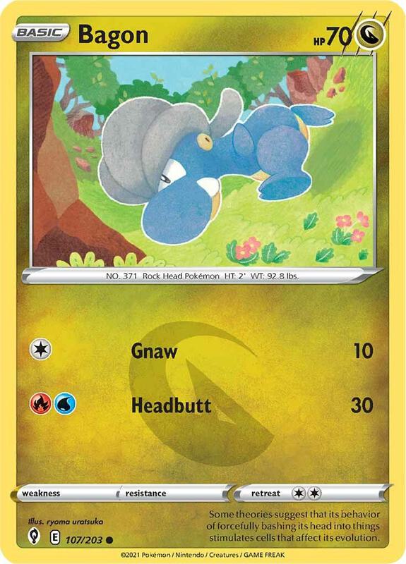 Bagon Pokemon card from SWSH07: Evolving Skies