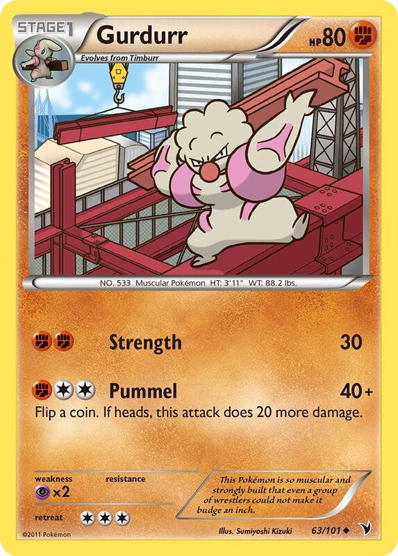 Gurdurr Pokemon card from Noble Victories