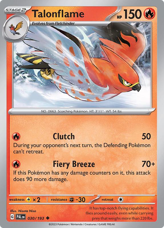 Talonflame Pokemon card from SV02: Paldea Evolved