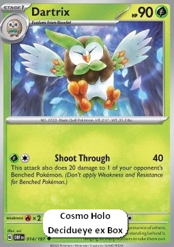 Dartrix Pokemon card from Obsidian Flames