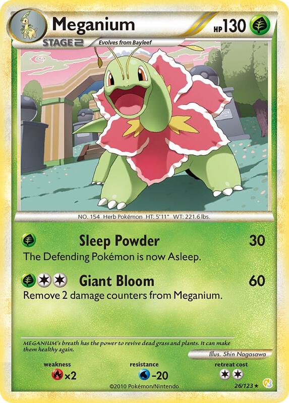 Meganium Pokemon card from HeartGold SoulSilver