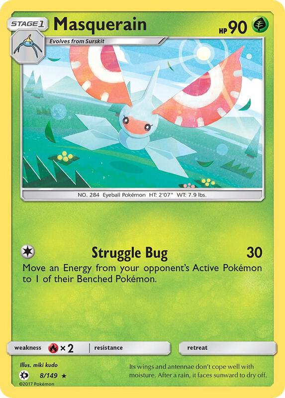 Masquerain Pokemon card from SM Base Set