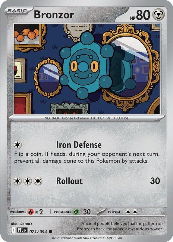 Bronzor Pokemon card from ME02: Phantasmal Flames